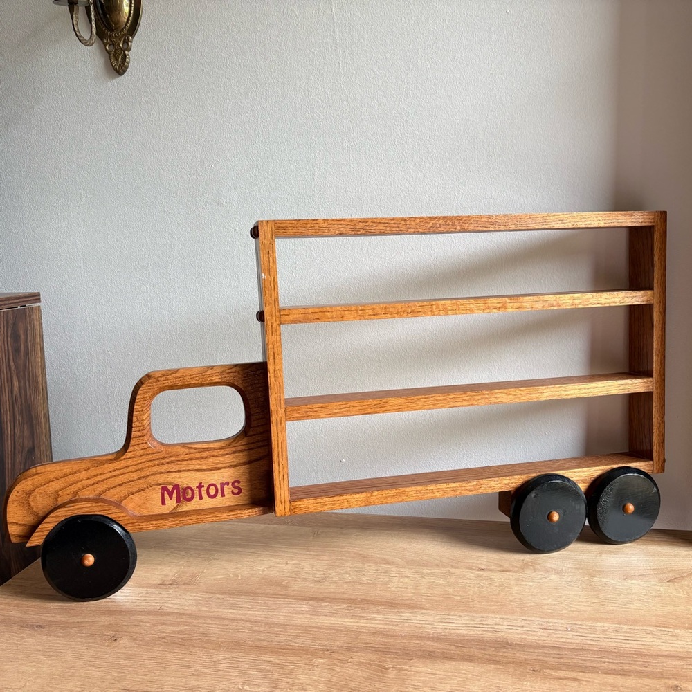 Wooden Kids Toy Truck Shelf